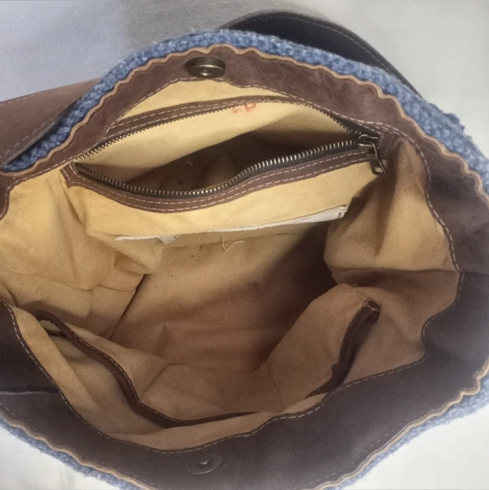 Rebirth Leather Trim Woven Cotton Sustainable Eco Friendly Women Supportive Tote